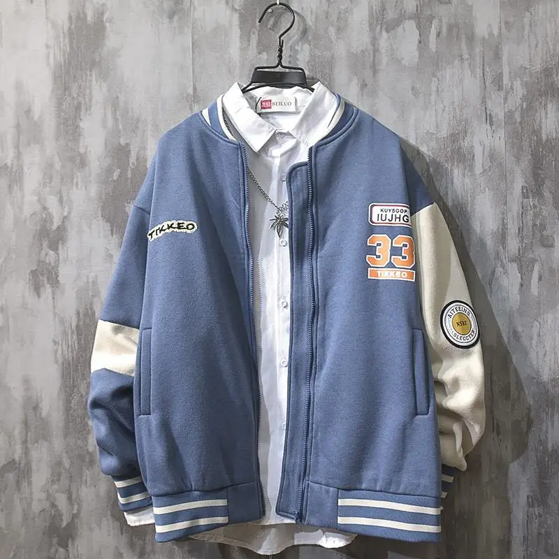 

Spring and Autumn Port Style Jacket Men's Tide Thickened Jacket Korean Version of The Trend of Baseball Uniforms Lazy Wind