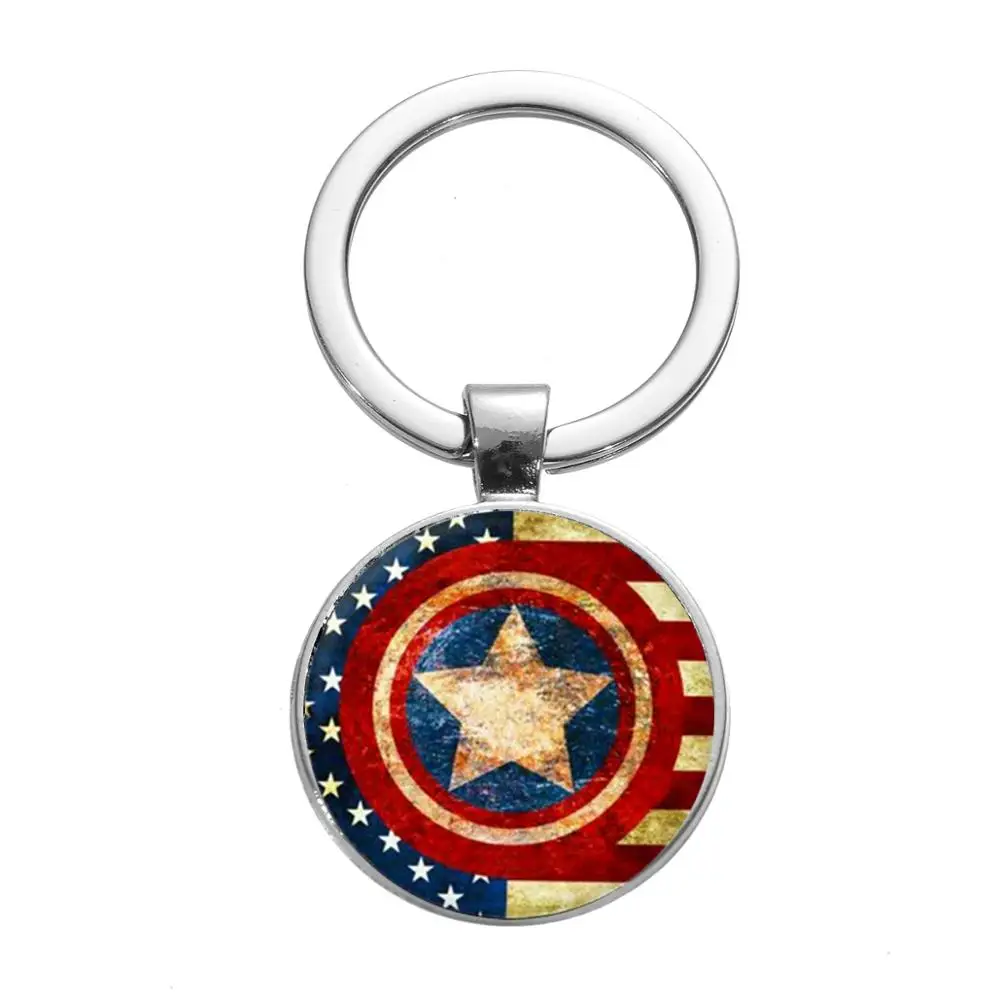 Style 2 SIAN Капитан Америка звезда брелок со щитом письмо Бесконечность войны фильм супергерой стекло кабошон кольцо для автомобильных ключей chaviro мужские ювелирные изделия - Цвет: Style 2
