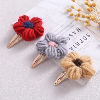 3 pcsset lovely baby hairclips for girls wool flower headwear hair pins and clips wholesale toddler hair accessories 2021 new