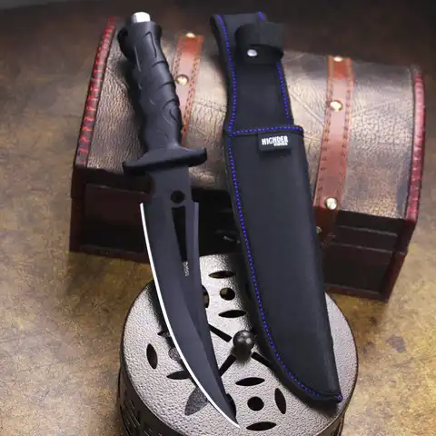 Тактический прямой нож из черного волокна DEHONG G10, черный острый охотничий нож, нож для дайвинга + нейлоновый рукав