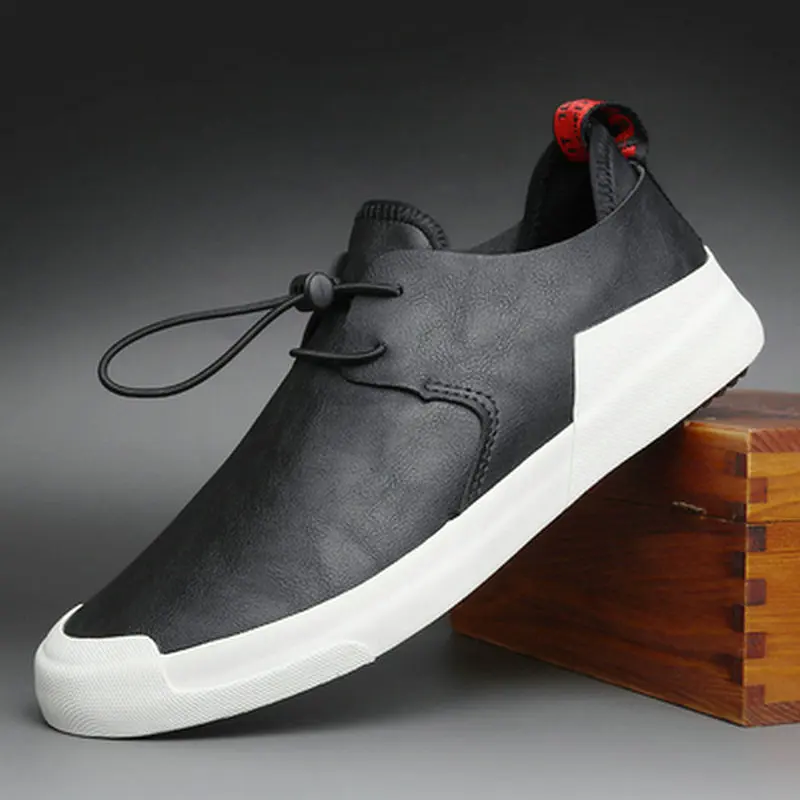 Модные мужские туфли на плоской подошве; обувь из вулканизированной кожи; Zapatos De Hombre; Цвет Черный; Zapatillas; мужская повседневная обувь; кожаные кроссовки; A11-56