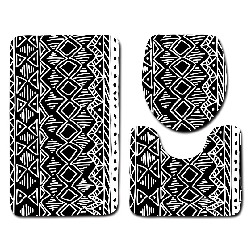 Абстрактный геометрический узор 3 шт Non slip коврики для ванной комнаты Набор