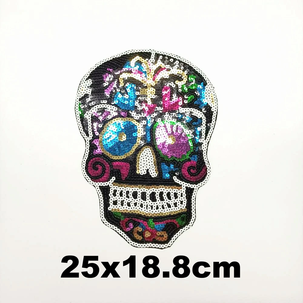 

DIY large embroidery big skull cartoon patches for clothing QR-237