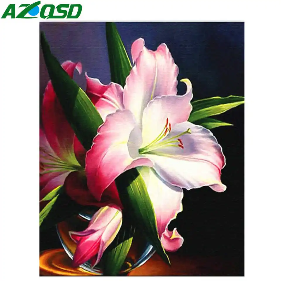 AZQSD Diamond Painting Flowers Cross Stitch New Embroidery 2019 Rhinestones Pictures Full Display Home Decor Needlework | Дом и сад