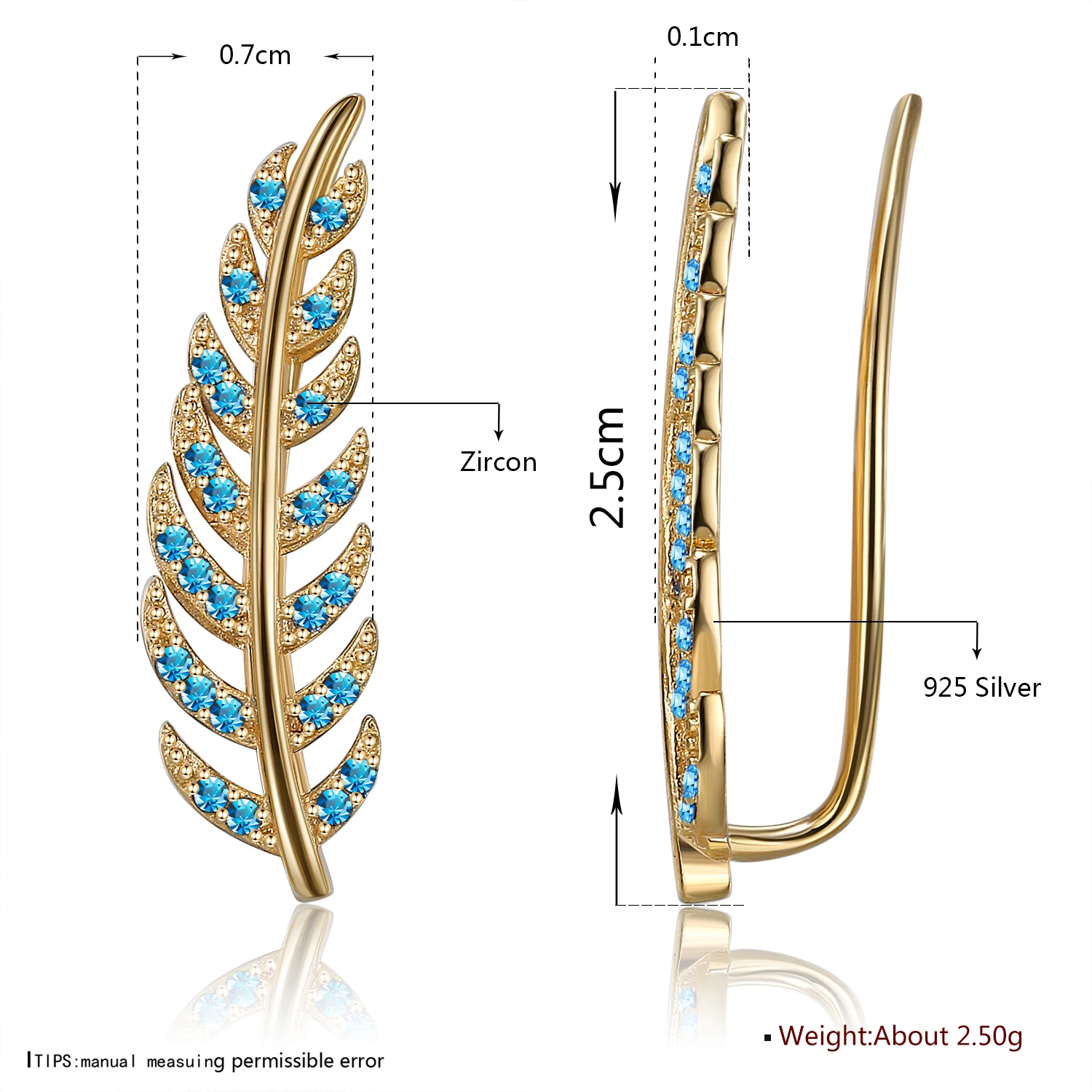 

SILVERHOO Clip Earrings Climber S925 Sterling Silver 18K Leaf Shaped Wrap Clip Earrings for Women and Girls Vintage 2021 Sale