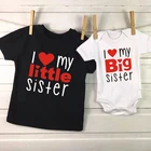 Рубашки с подбором, рубашки для сестер, рубашки с надписью I Love My Big Sister Little Sister, семейные рубашки с подбором, рубашки для детей, рубашки для девочек, детские Боди