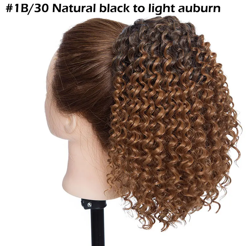 light auburn Заколка для хвоста на шнурке, кудрявые, кудрявые, заколка для хвоста, конский хвост, 8 дюймов, короткое, обтягивающее, синтетический хвост, волосы для африканских - Цвет: light auburn