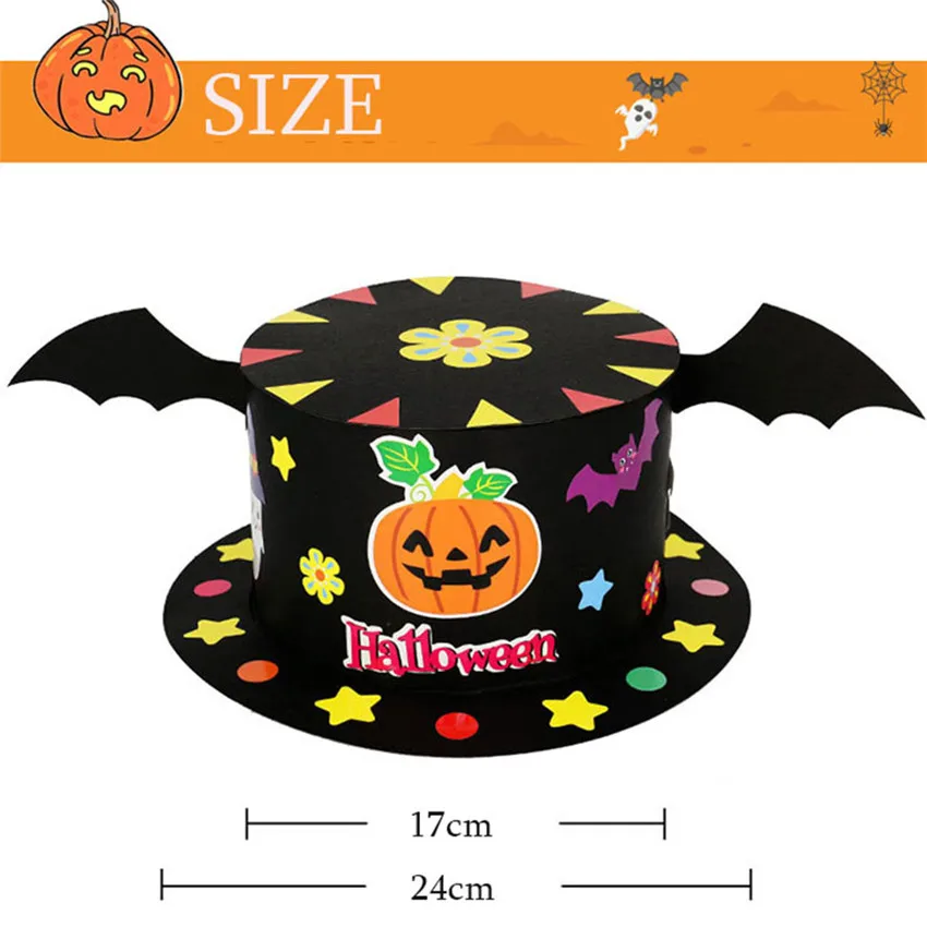

2Pcs Halloween DIY Hat Handmade Toys For Kids Children Cartoon Party Decoration Hats Paper Cap Crown Crafts Toy Christmas Supply