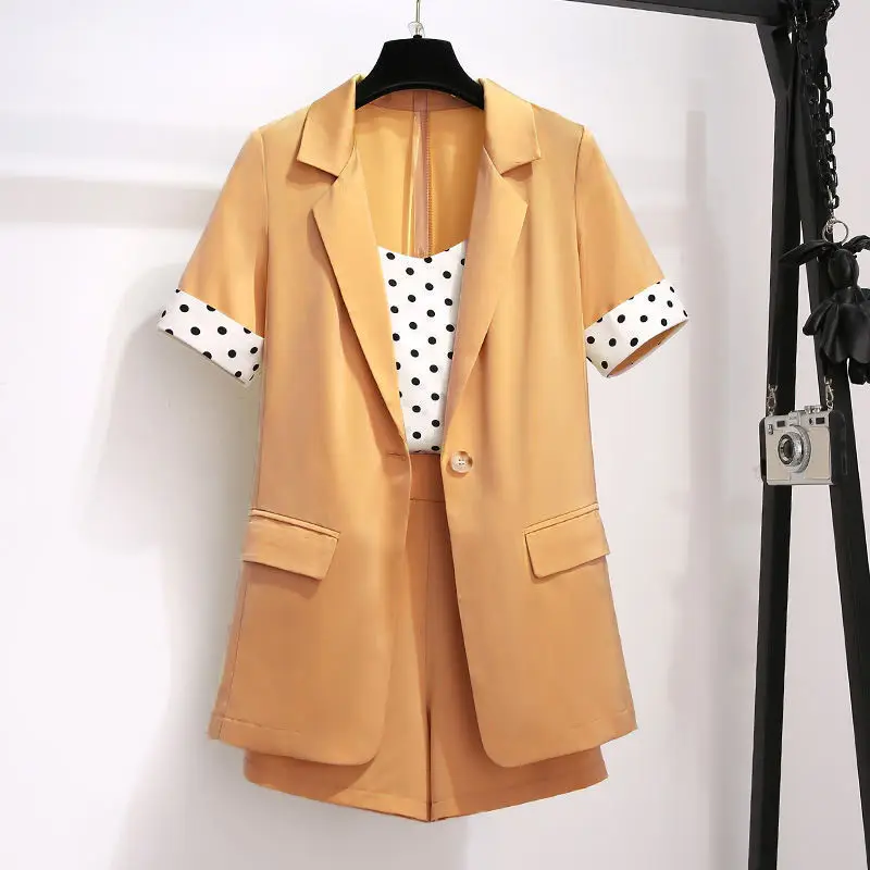 Женский комплект из 3 предметов с шортами свободные шорты и рубашка летние