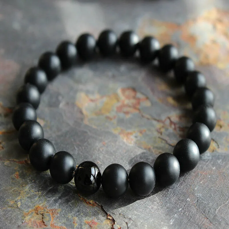 

8mm Men's Matte Black Onyx Yoga Energy Beaded Bracelet Boyfriend Gift For Women Men Her His Natural Stone Beads Jewelry Charm A+