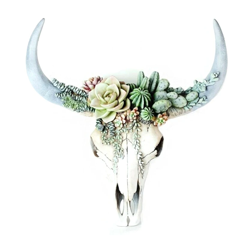 

Суккулент/цветок корова череп Настенный декор детский Декор Орнамент из смолы с подвесным отверстием P7Ding