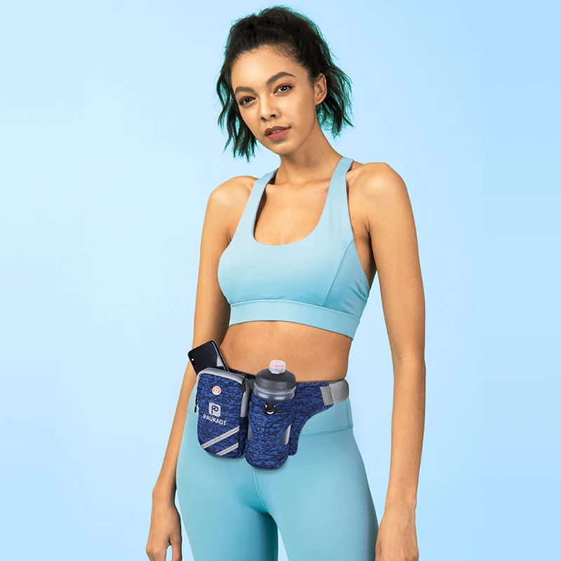 PAUKAOT Women Men Running Belt Bags Sports Runner Bag Jogging Cycling Waist Pack Water Bottle Holder