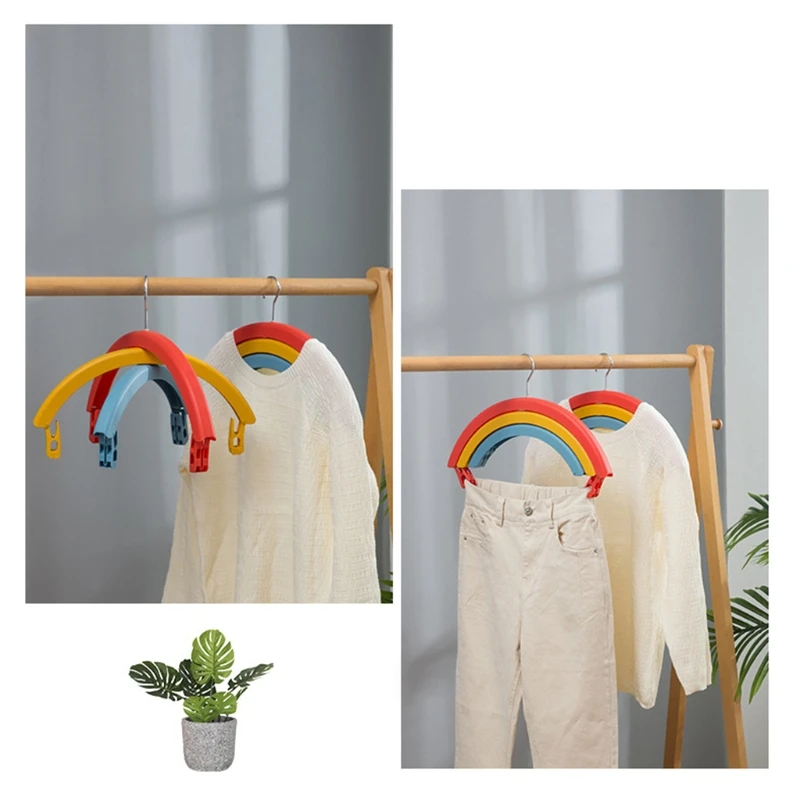 

2pcs 3 Layer Rotating Clothes Hanger Rainbow Anti-Slip Clothespin Clip for Socks Bra Trousers Pants