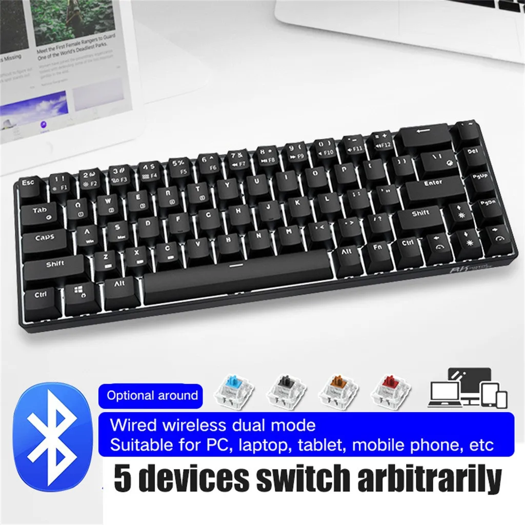 

Mechanical Keyboard Backlight Rk855 Dual Mode 68-key Portable Ergonomic Gaming Bluetooth Mechanical Keyboard for Pc gamer