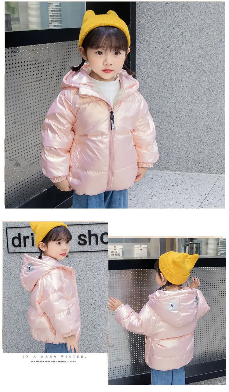 Пуховик для маленьких девочек зимняя одежда малышей блестящий пуховик мальчиков