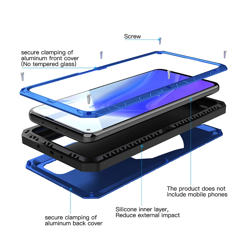 for xiaomi 10t pro case hard aluminum metal heavy duty protection cover with tempered glass mobile phone accessories free global shipping