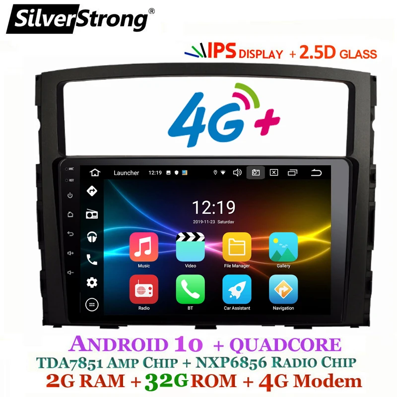 9 дюймов IPS матрица 2.5D Android10.0 4G SIM Автомобильный GPS для Mitsubishi Pajero 4 SilverStrong Radio RDS mirroring