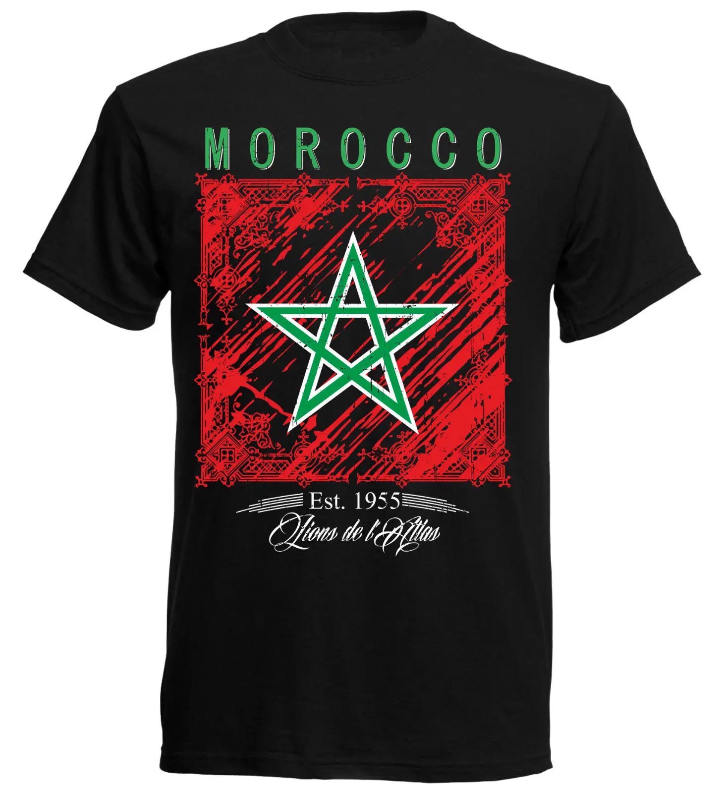 Футболка Летняя новинка футболка с героями мультфильмов Marokko Footballer Est 1955 Morocco Movie