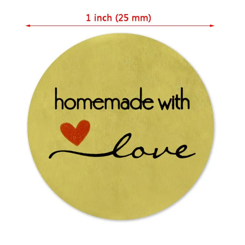 

500Pcs Round Gold Handmade With Love Thank You Stickers Packing Adhesive Label Seals Scrapbook DIY For Baking Wedding Decor