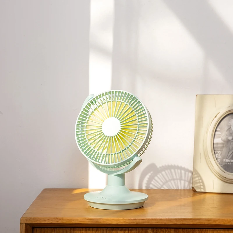 

Portable Desk Fan Three Speed 180 Degree Easy to Disassemble USB Rechargeable Fan Desktop Air Cooling,Green