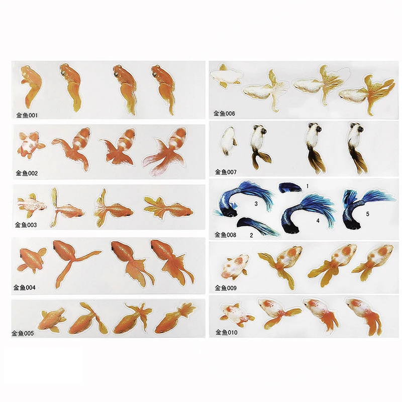 УФ Смола 3D наклейки золотые рыбки заполняют декоративные подходят силиконовые