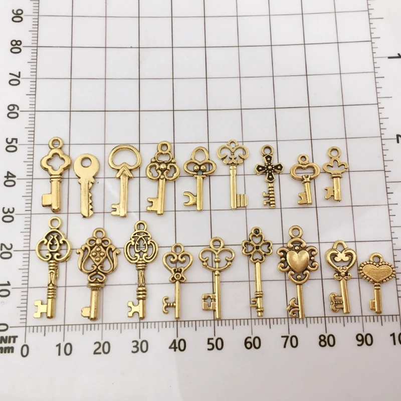 

82 Pcs Antique Vintage Alloy Mixed Charms Keys Pendants Gifts Handmade DIY Crafts Jewelry Making Accessories