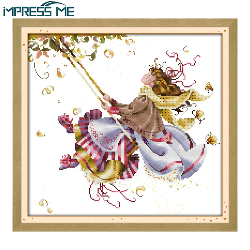 

NKF Swing figure style handcraft needlepoint kits counted stamped canvas Christmas cross stitch sets for home decoration
