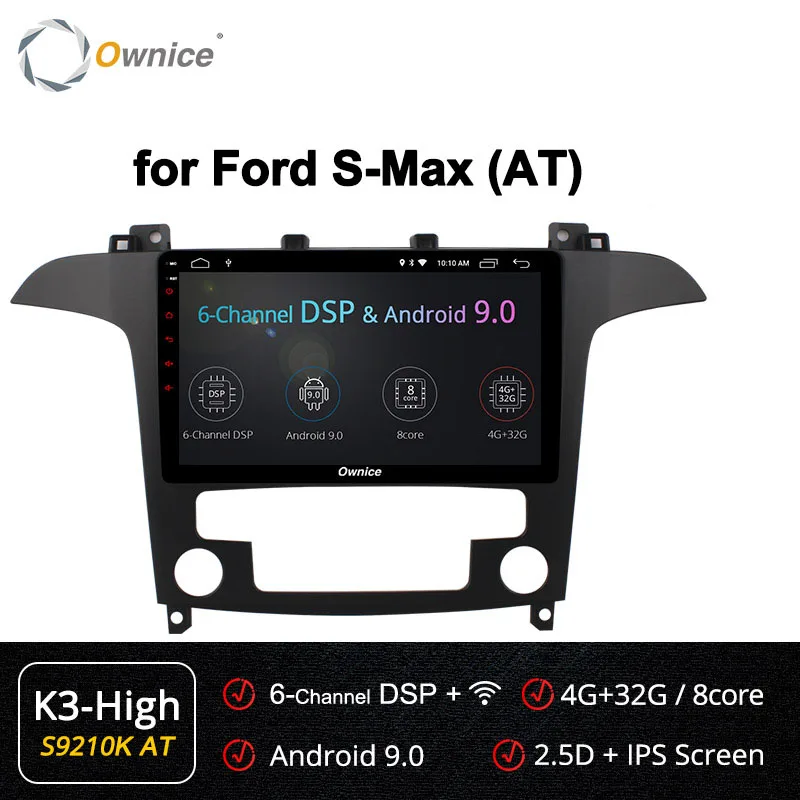 Ownice Android 9,0 DSP 4G LTE SPDIF k3 k5 k6 Автомагнитола для Ford S-Max 2007 2008 Восьмиядерный автомобильный DVD gps Navi плеер 360 панорама - Цвет: S9210-2 K3-High