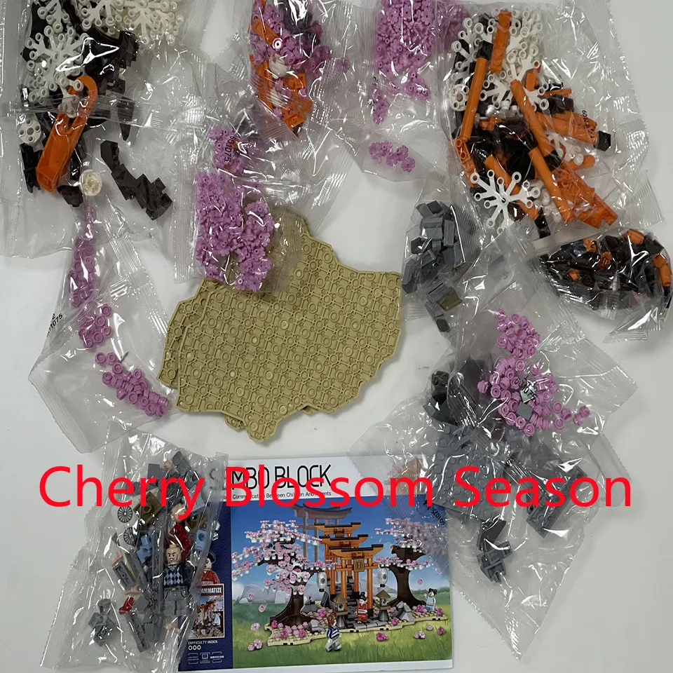 IN STOCK Sakura Street View Series Compatible 601075 Cherry Blossom Season Model Diamond Building Block Bricks For Toy Kid Gifts