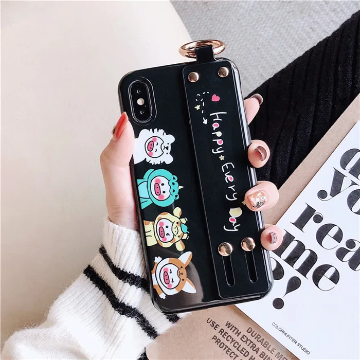 Чехол DIS модный кронштейн наручный ремешок чехол для телефона для iphone XR XS MAX X 6 6s 8 7plus простой ретро Письмо свежие фрукты все включено