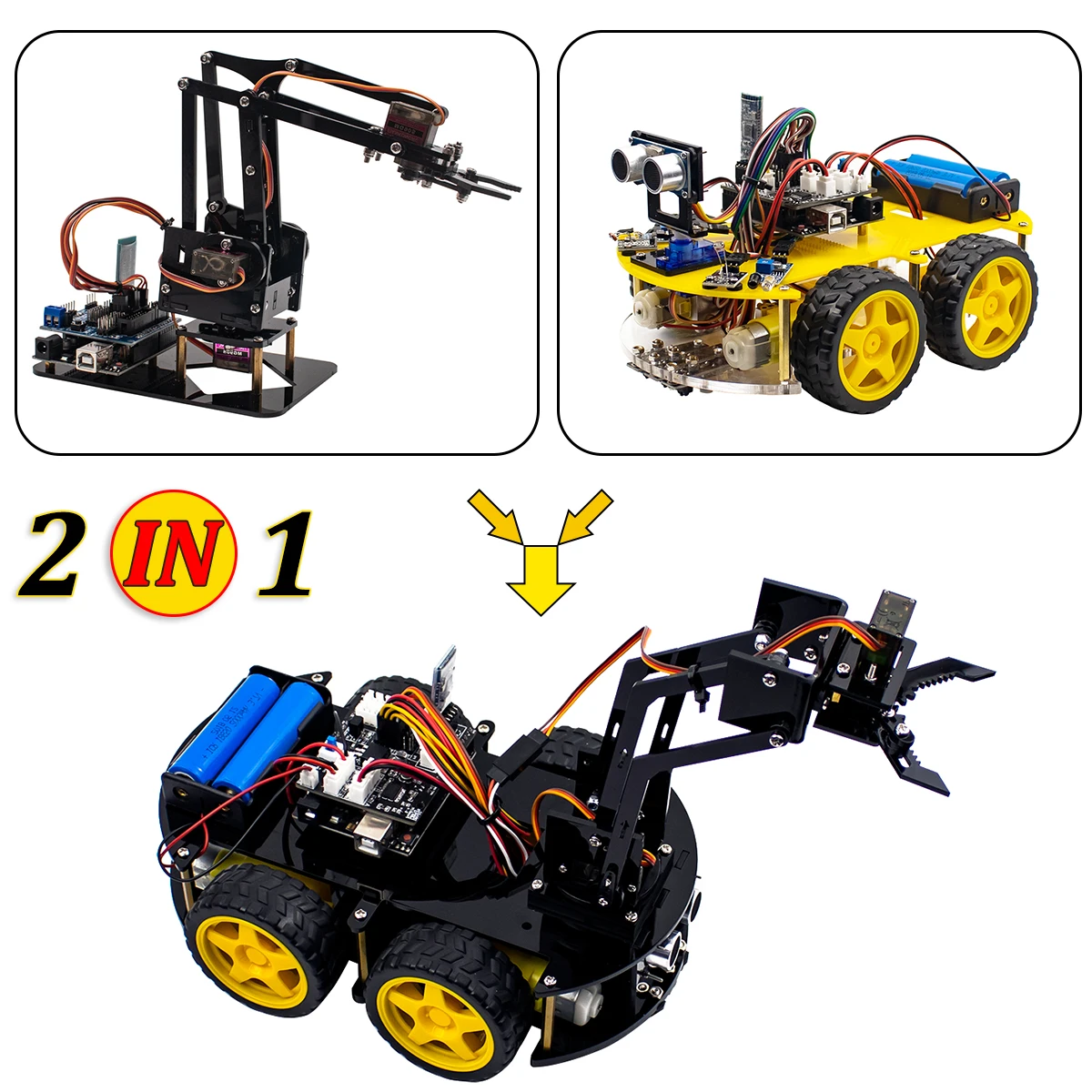 Механический робот LAFVIN 4WD автомобильный комплект Arm для Arduino робот-автомобиль