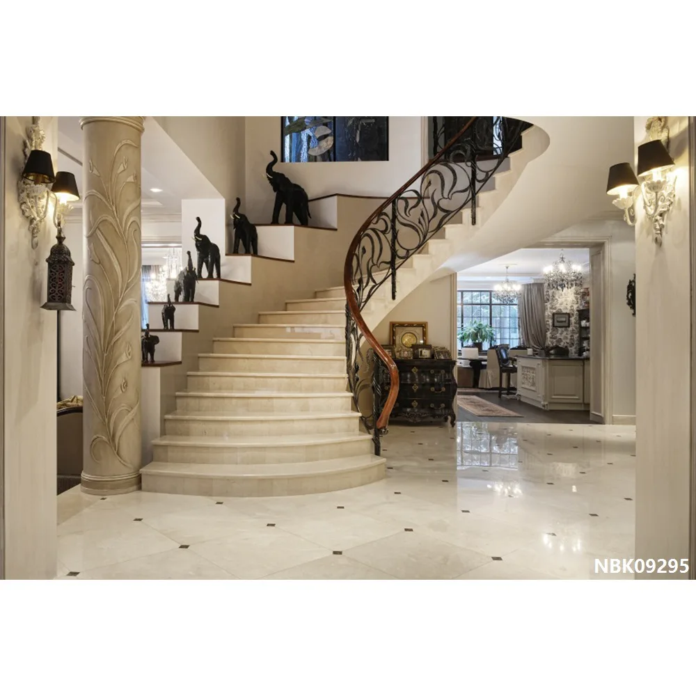 Laeacco Palace Interior Stairs Lamp Pillar Decoration Photography Backgrounds Customized Photographic Backdrops For Photo Studio - Цвет: NBK09295