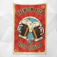 premium beer best quality retro hanging cloth wall chart vintage beer day poster wallpaper banner flag for bar cafe wall decor
