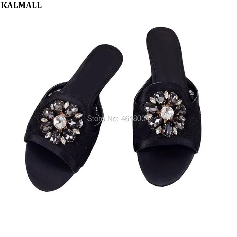 Женские повседневные шлепанцы KALMALL с кружевом и кристаллами | Обувь