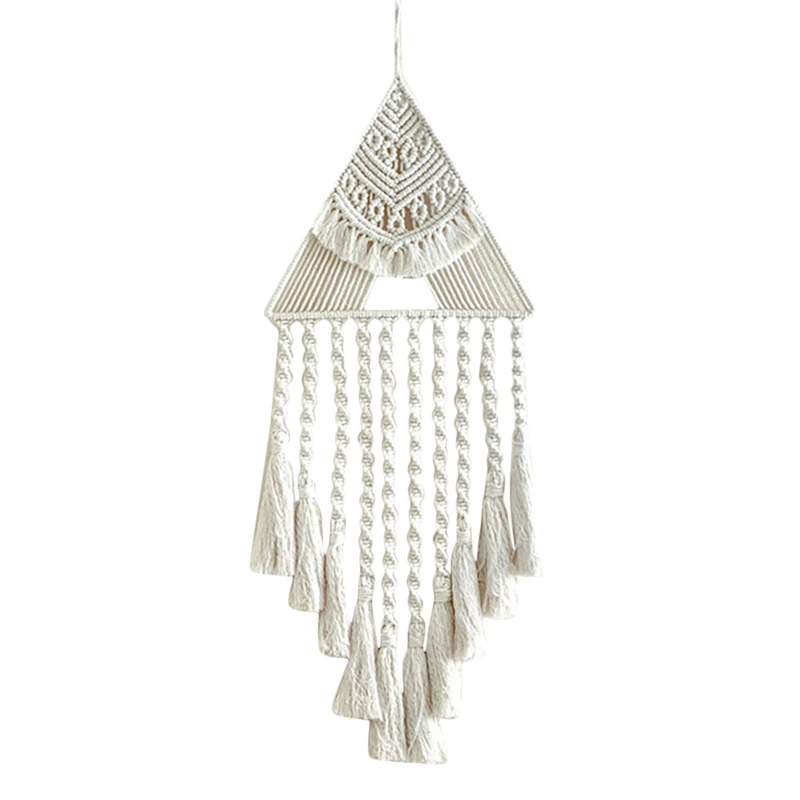 

Boho Dream Catcher, Triangle Macrame Crochet Wall Hanging Gothic Decor Art Bohimia Gift for Bedroom Nursery