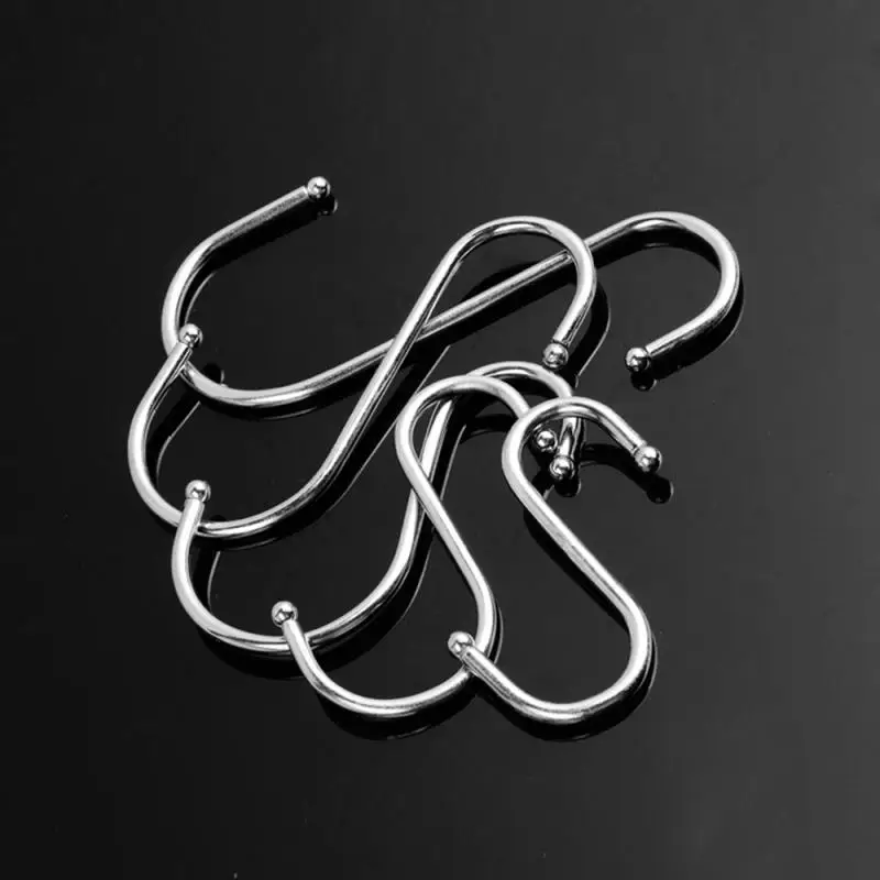 

Hooks Organizer Rails Storage-Holders Home Practical S-type Cabinet Wardrobe Storage Hooks Stainless Steel Sundries Hook