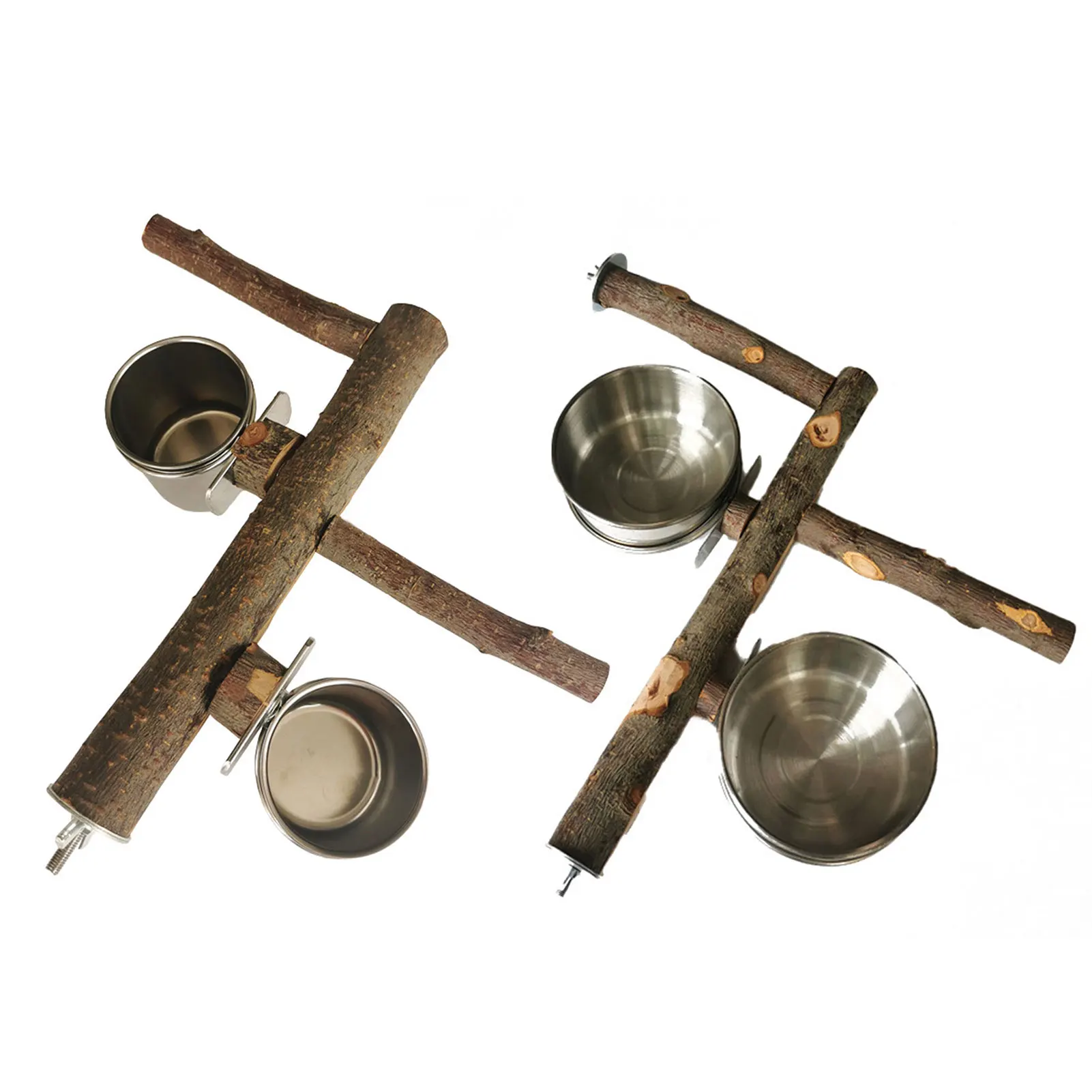 

Durable Parrot Wooden Perch With Water Bowl Pet Raw Wood Stand Rack Toy Branch Perches For Bird Hamster Cage Supplies