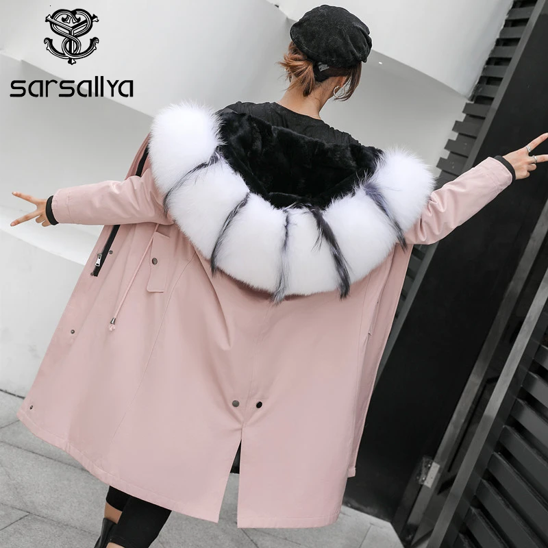 Пальто с натуральным мехом Женская парка из натурального Лисьего меха зимнее