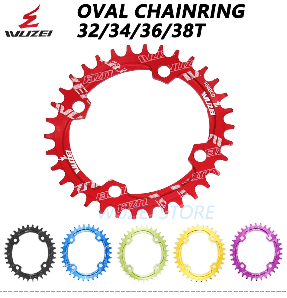 WUZEI 104BCD овальная узкая широкая Цепь 32 T/34 T/36 T/38 T MTB велосипедная Звездочка круг шатунная пластина велосипед из алюминиевого сплава запчасти