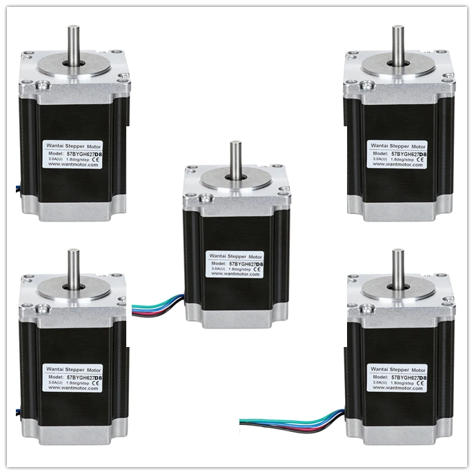 

Wantai 5PCS Nema23 Stepper Motor 57BYGH627D8 3.0A 1.9N=270oz-in 76mm 8MM Shaft 4-lead CE ROHS ISO CNC Router 3040