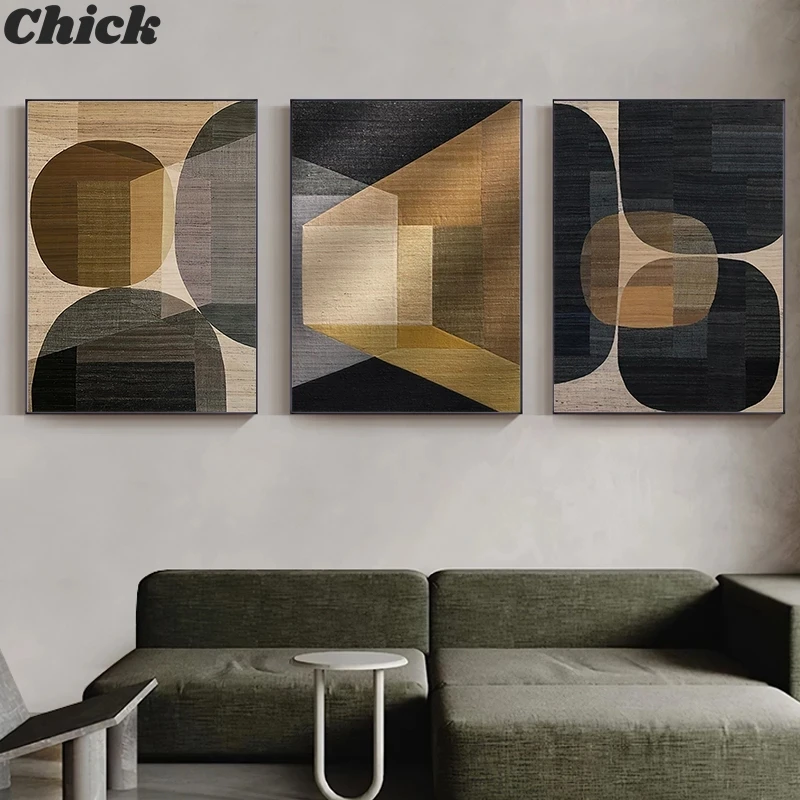 

Абстрактные цвета, комбинированные картины на холсте, коричневый геометрический постер, современные настенные картины для гостиной, офиса,...