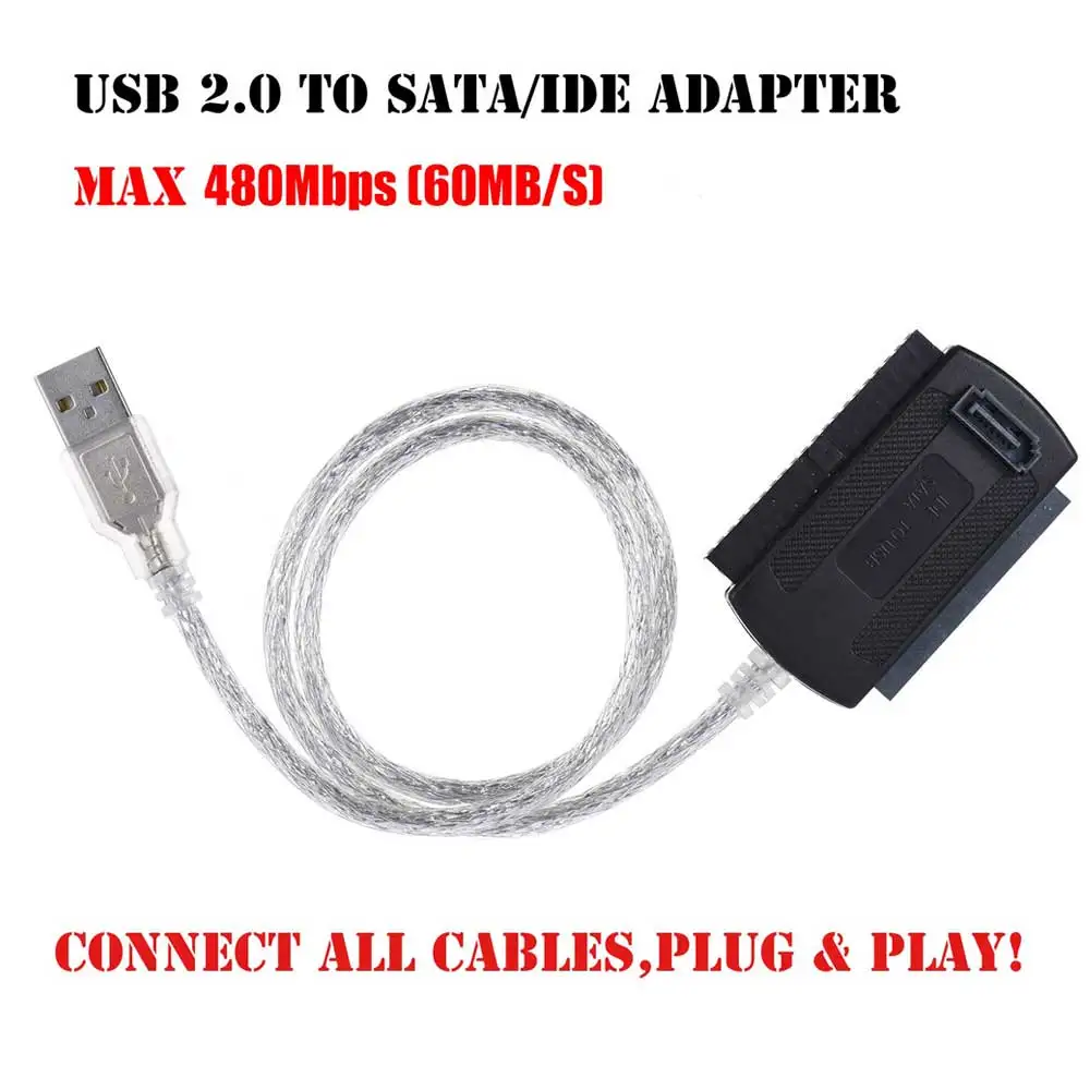 

For Hard Drive Disk HDD 2.5" 3.5" with External AC Power Adapter Drive to USB 2.0 Adapter Converter Cable