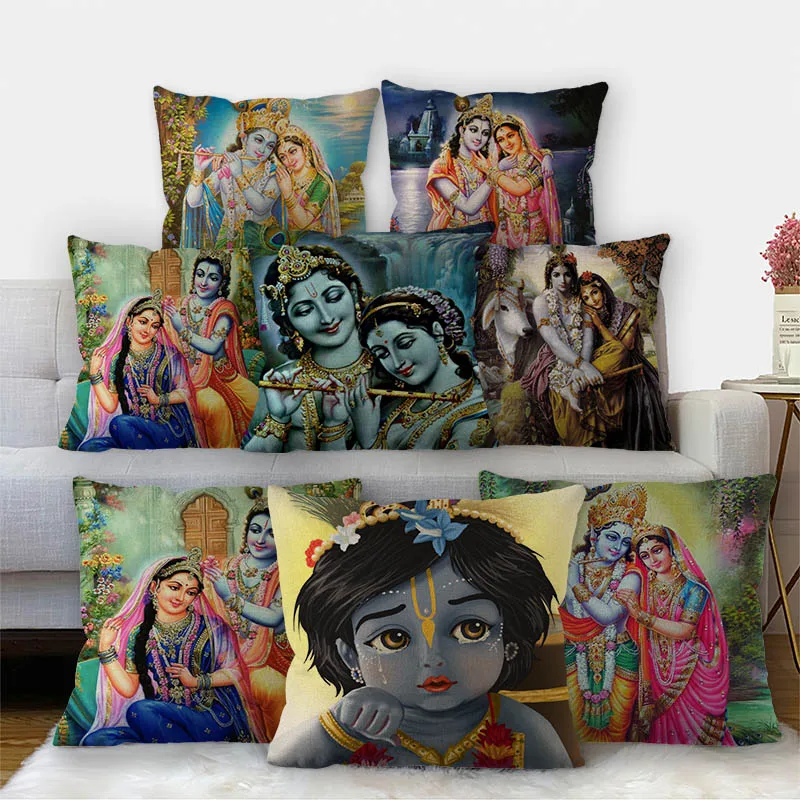

Nice Radha Krishna наволочка из хлопка и льна квадратная Наволочка на молнии 45x45 см Свадебная декоративная наволочка для подушки 11-17