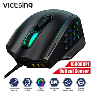 victsing pc306 usb wired rgb gaming mouse 16000 dpi 20 buttons programmable game optical mice backlight laptop pc mouse computer free global shipping
