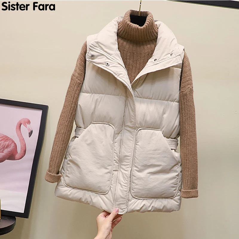 

Новинка 2021, Женский Повседневный жилет Sister Fara, Женский Длинная куртка-жилет без рукавов, Женский Теплый пуховый жилет на зиму