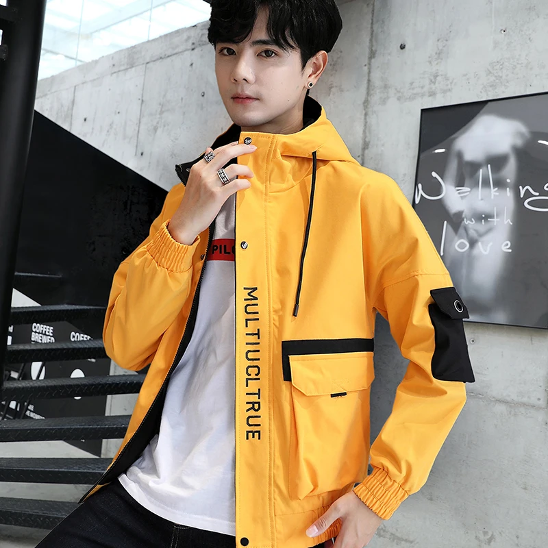

New hot letter printing Jacket Men's autumn fashion handsome hooded jacket windproof breathable youth casual jackets for men