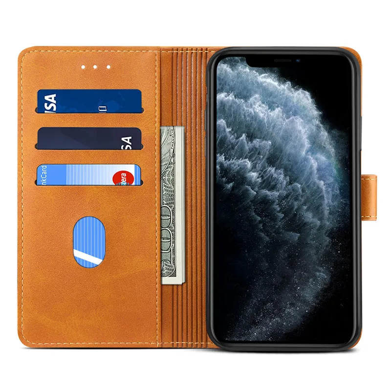 Кожаный чехол для iPhone 12 11 Pro XS Max XR X 8 7 6 6S Plus откидной Чехол бумажник Samsung S20 S10 S9 S8 Note