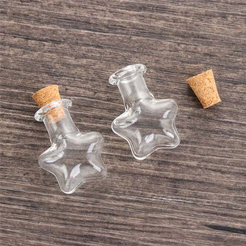

Wishing Bottle Mini Small Lucky Wish Drifting Bottle Pentagram Love Heart Pendant Handicraft Cork Stopper Storage for Decoration