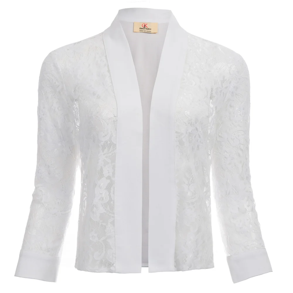 Женский летний Повседневный Кардиган 3/4 рукав Открытый спереди кружево ковер