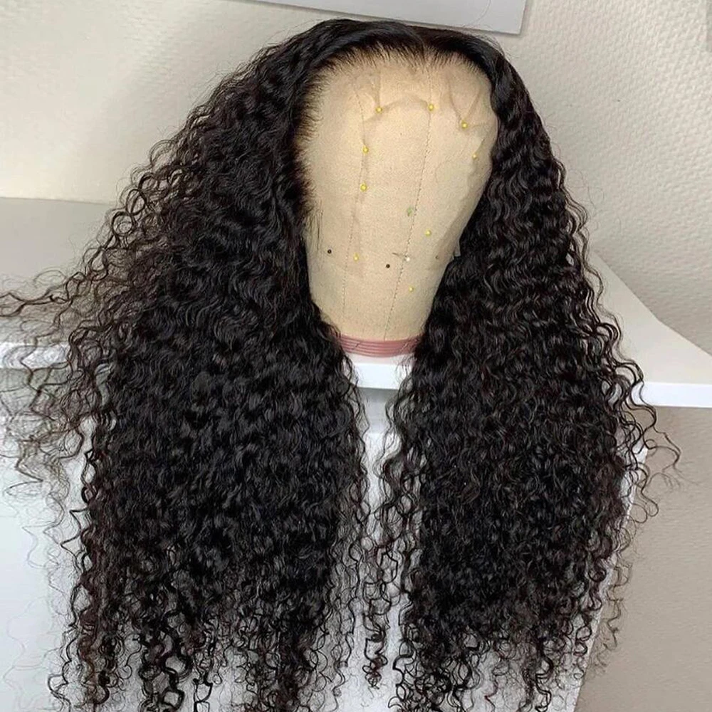 Deep Curly Lace Front Human Hair Wigs For Women Brazilian Water Wave Frontal Wig Pre Plucked With Baby | Шиньоны и парики